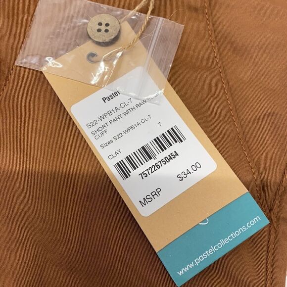 pastel 2 pc set short pant with raw edge cuff/collared CA shirt sz  7 kids New - Picture 6 of 14